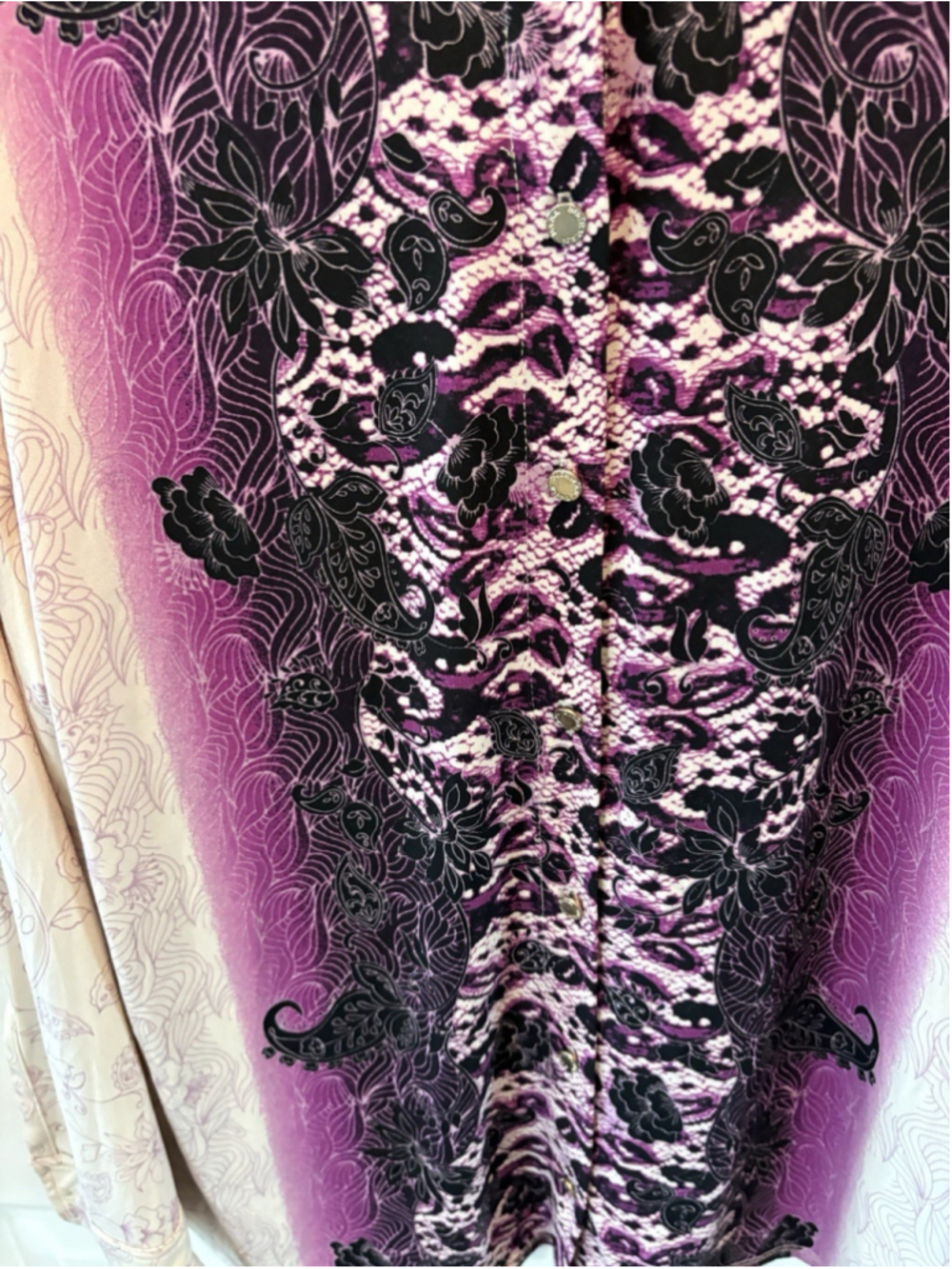 Dana Buchman Women’s Purple/black Floral Paisley Print Blouse Large 1050 - Picture 2 of 13